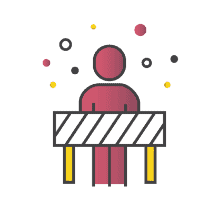 Person at a barrier graphic