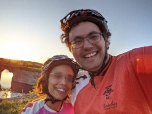 Jason and Marilyne on one of their cycling trips to raise money for the Canadian Women's Foundation.