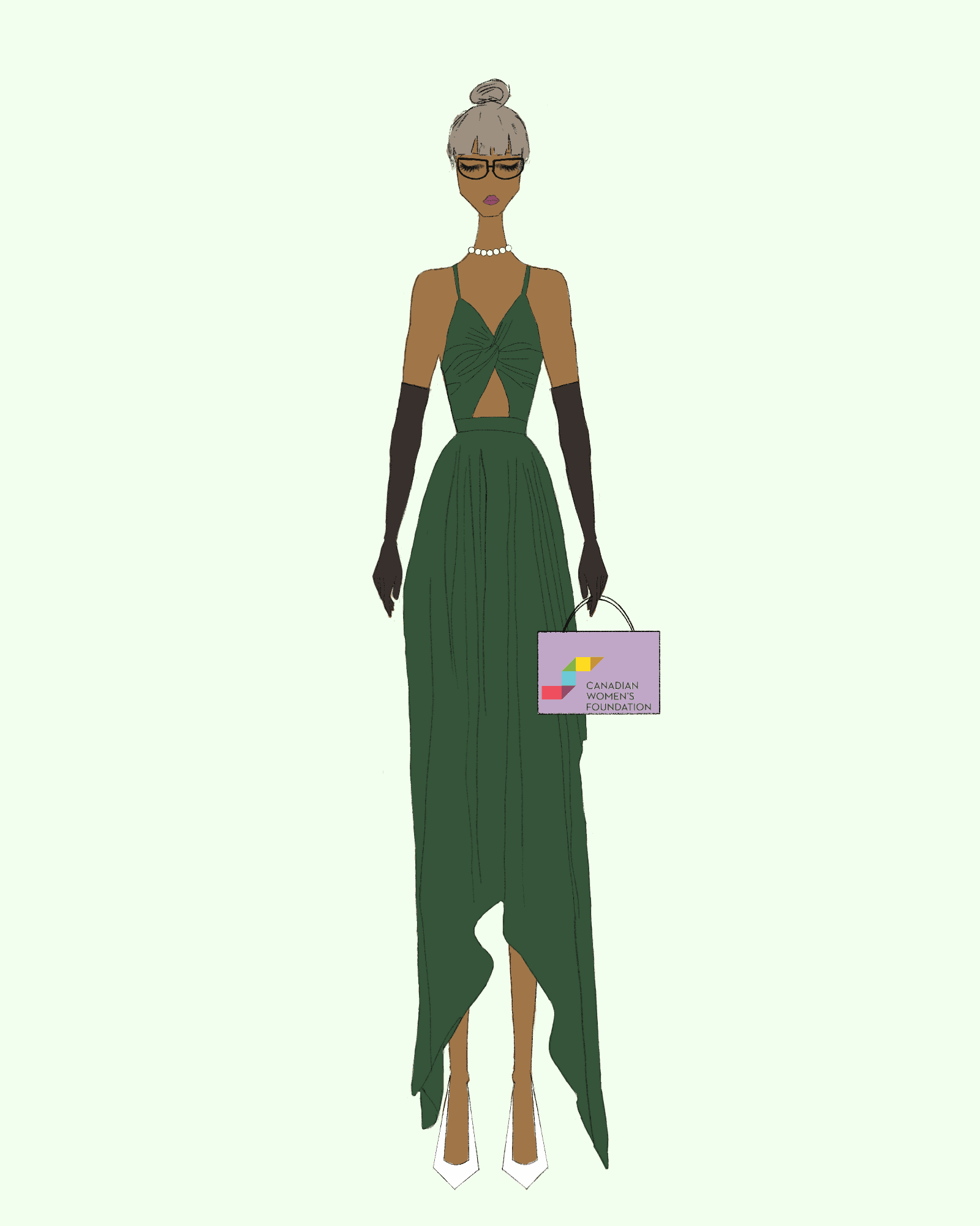 Image of a black woman in a green twist dress