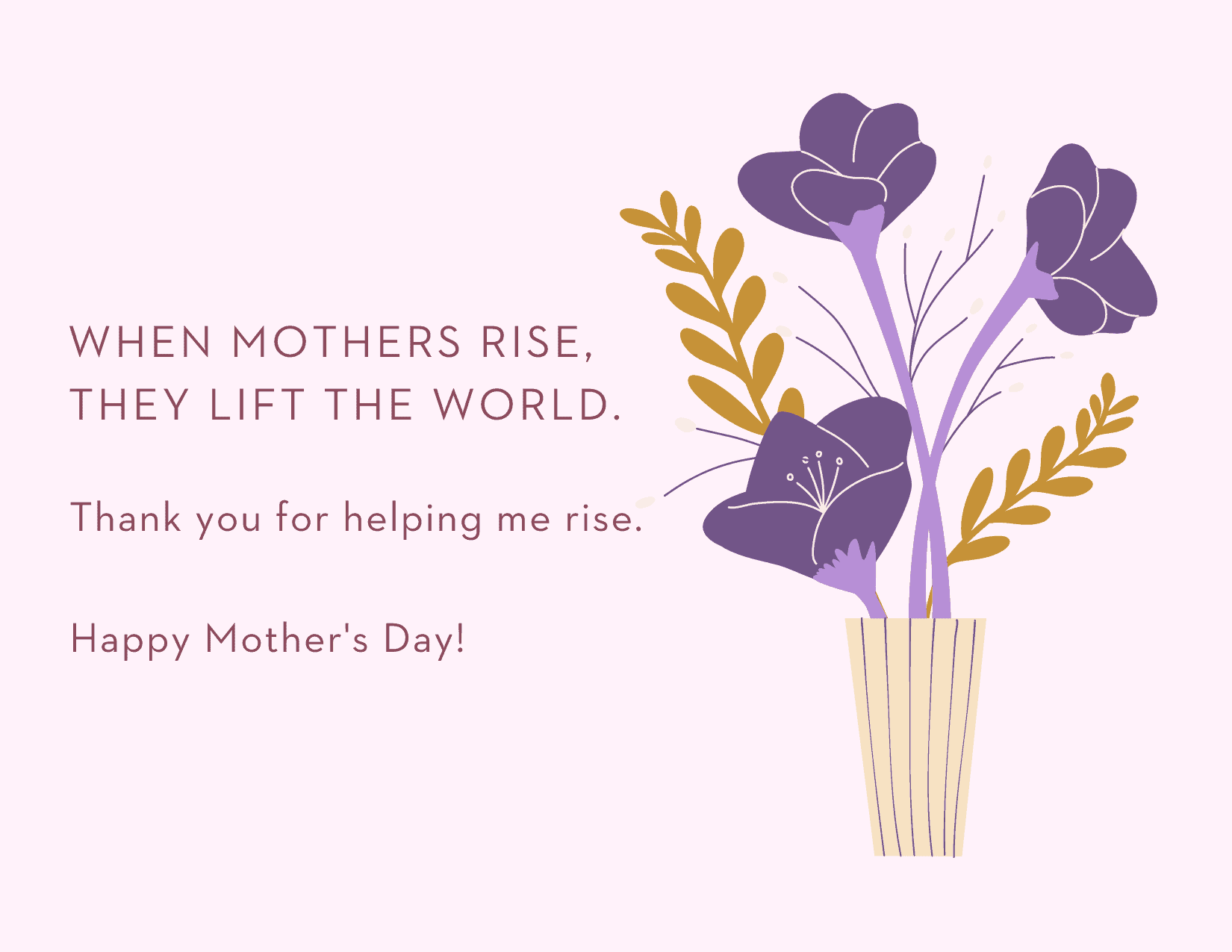 Tribute E-card design shows flowers and Mother's Day message