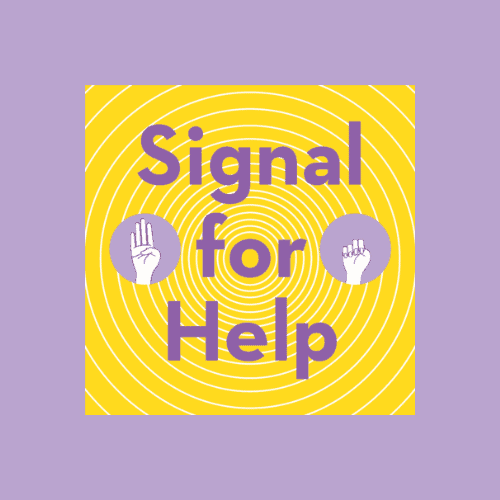 Signal for Help podcast purple and yellow logo