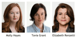 Image shows Landsberg Award-winning journalists Molly Hayes, Tavia Grant, and Elizabeth Renzetti