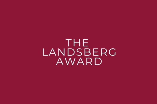 Wordmark image says "The Landsberg Award" in white letters on red background